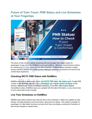 Future of Train Travel _PNR Status and Live Schedules at Your Fingertips