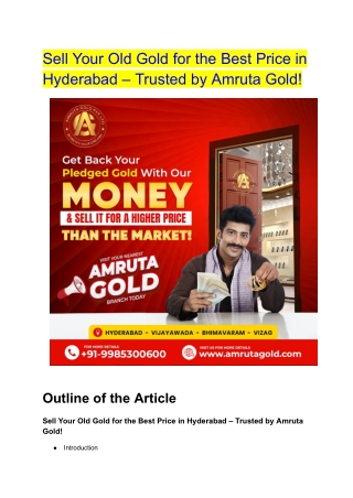 Sell Your Old Gold for the Best Price in Hyderabad – Trusted by Amruta Gold