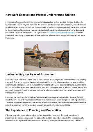 How Safe Excavations Protect Underground Utilities
