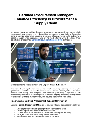 Certified Procurement Manager