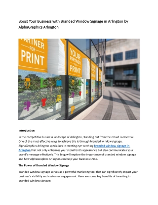 Branded Window Signage Arlington