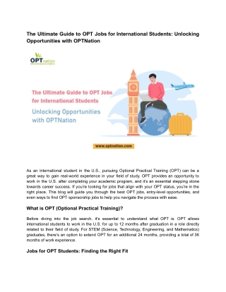 The Ultimate Guide to OPT Jobs for International Students_ Unlocking Opportunities with OPTNation
