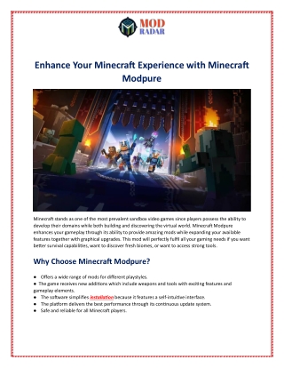 Enhance Your Minecraft Experience with Minecraft Modpure