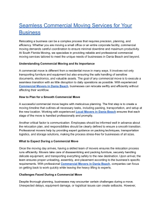 Seamless Commercial Moving Services for Your Business