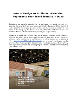 How to Design an Exhibition Stand that Represents Your Brand Identity in Dubai