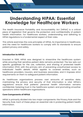 Understanding HIPAA Essential Knowledge for Healthcare Workers