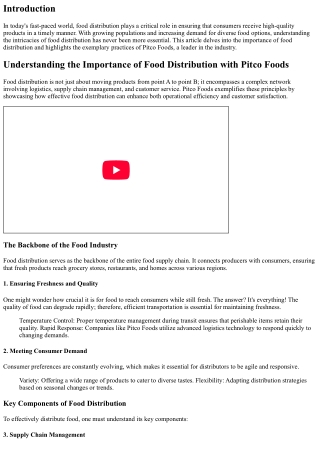 Understanding the Importance of Food Distribution with Pitco Foods
