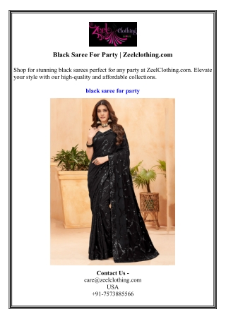 Black Saree For Party  Zeelclothing.com