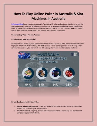 How To Play Online Poker in Australia & Slot Machines in Australia