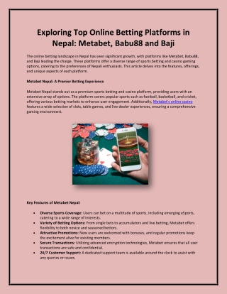 Exploring Top Online Betting Platforms in Nepal Metabet, Babu88 and Baji