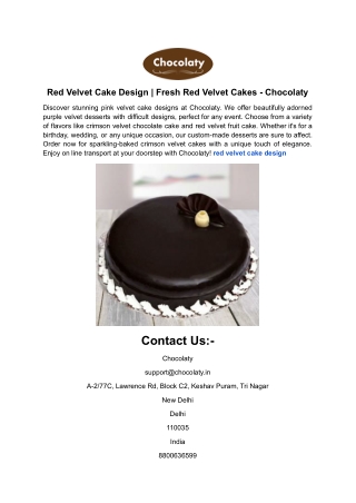 Red Velvet Cake Design _ Fresh Red Velvet Cakes - Chocolaty