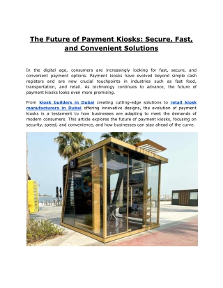 The Future of Payment Kiosks | Secure, Fast, and Convenient Solutions