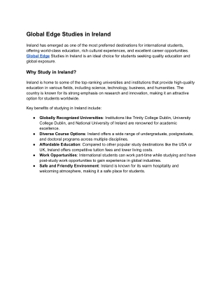 Global Edge: Best Study in Ireland Consultants for Students