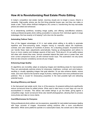 How AI is Revolutionizing Real Estate Photo Editing