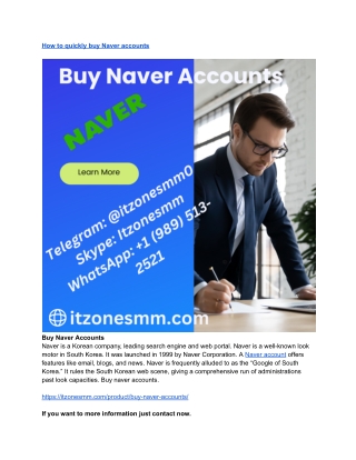 How to quickly buy Naver accounts