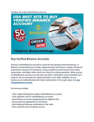 USA Best site to Buy Verified Binance Account