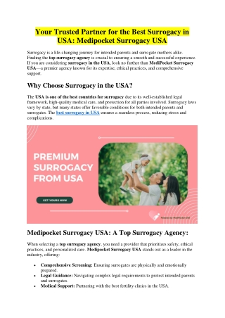 Your Trusted Partner for the Best Surrogacy in USA - Medipocket Surrogacy USA