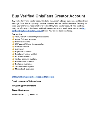 Buy Verified OnlyFans Creator Account