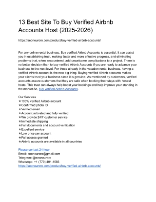 13 Best Site To Buy Verified Airbnb Accounts Host (2025-2026)