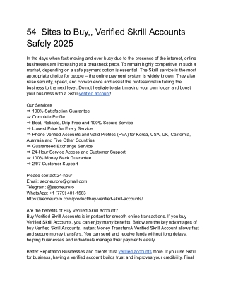 54  Sites to Buy,, Verified Skrill Accounts Safely 2025
