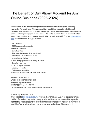 The Benefit of Buy Alipay Account for Any Online Business (2025-2026)