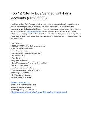 Top 12 Site To Buy Verified OnlyFans Accounts (2025-2026)
