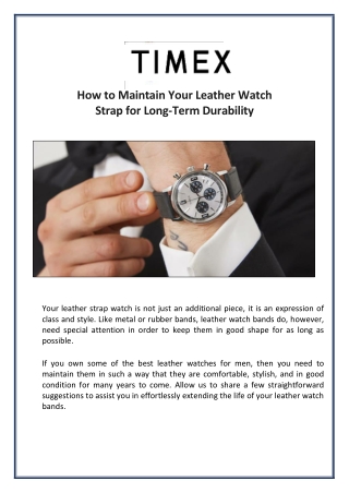 How to Maintain Your Leather Watch Strap for Long Term Durability