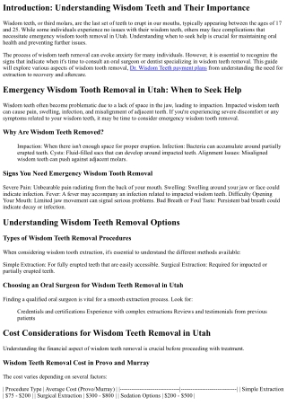 Emergency Wisdom Tooth Removal in Utah: When to Seek Help