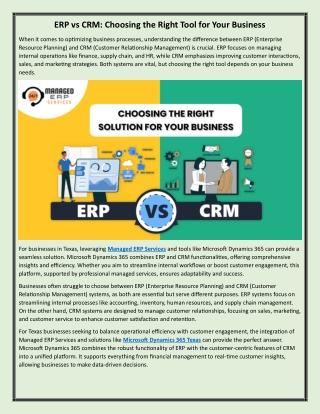 ERP vs CRM Choosing the Right Tool for Your Business
