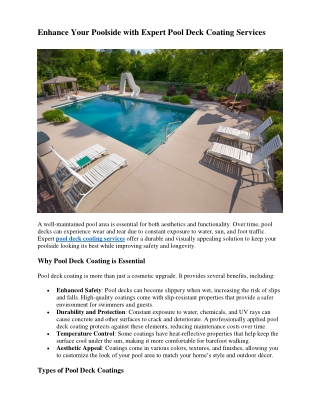 Enhance Your Poolside with Expert Pool Deck Coating Services