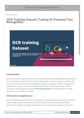 OCR Training Dataset Fueling AI-Powered Text Recognition