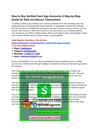How to Buy Verified Cash App Accounts A Step-by-Step Guide for Safe and Secure Transactions