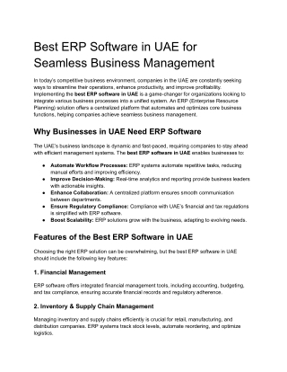 Best ERP Software in UAE for Seamless Business Management