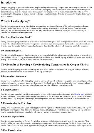 The Benefits of Booking a CoolSculpting Consultation in Corpus Christi