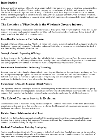 The Evolution of Pitco Foods in the Wholesale Grocery Industry