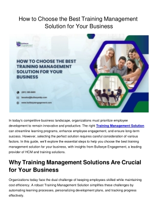 How to Choose the Best Training Management Solution for Your Business