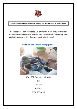 First Time Home Buyer Mortgage Rates | The Great Canadian Mortgage Co