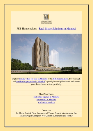 JSB Homemakers Real Estate Solutions in Mumbai
