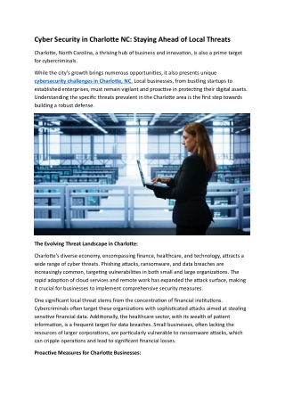 Cyber Security in Charlotte NC: Staying Ahead of Local Threats