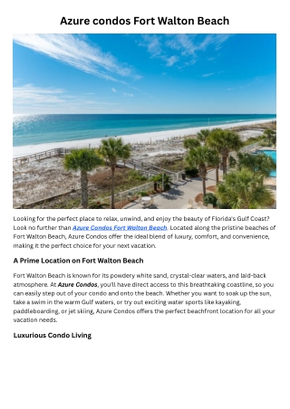 Azure condos Fort Walton Beach