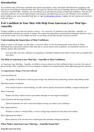 Feel Confident in Your Skin with Help from American Laser Med Spa - Amarillo