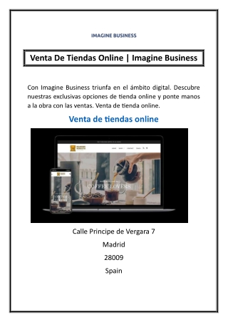 Venta De Tiendas Online | Imagine Business