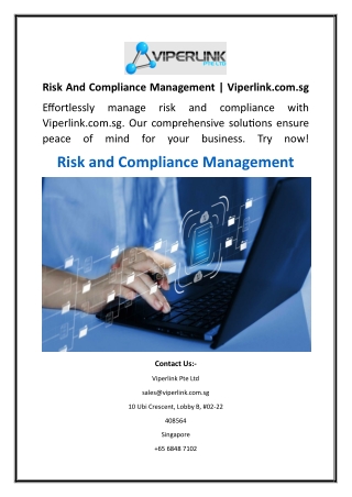 Risk And Compliance Management