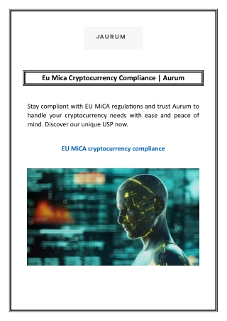 Eu Mica Cryptocurrency Compliance | Aurum