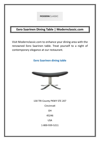 Eero Saarinen Dining Table | Modernclassic.com