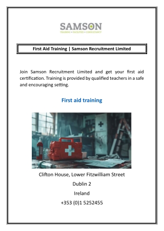 First Aid Training | Samson Recruitment Limited