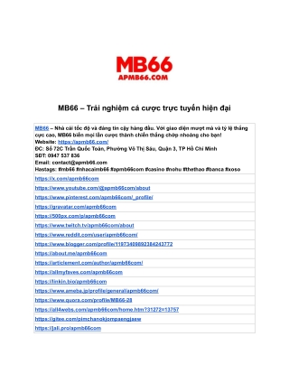 MB66 – Trải nghiệm cá cược trực tuyến hiện đại