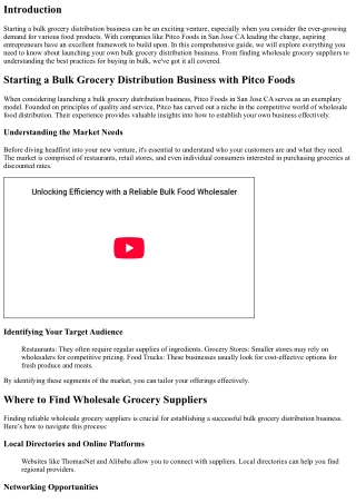 Starting a Bulk Grocery Distribution Business with Pitco Foods