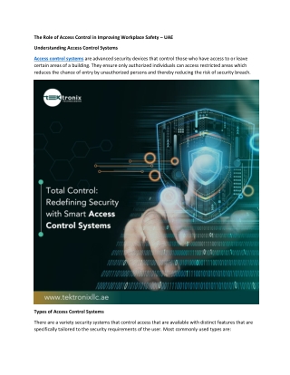 The Role of Access Control in Improving Workplace Safety in the UAE