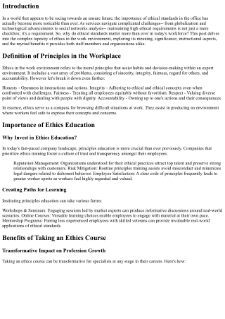 Why Ethical Standards Matter More Than Ever in Today's Workforce